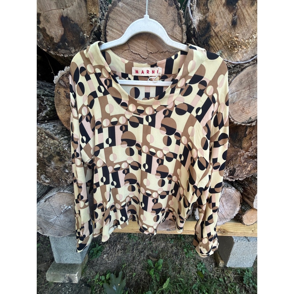 MARNI Archival Silk Geometric Blouse - IT 44 (US 8)